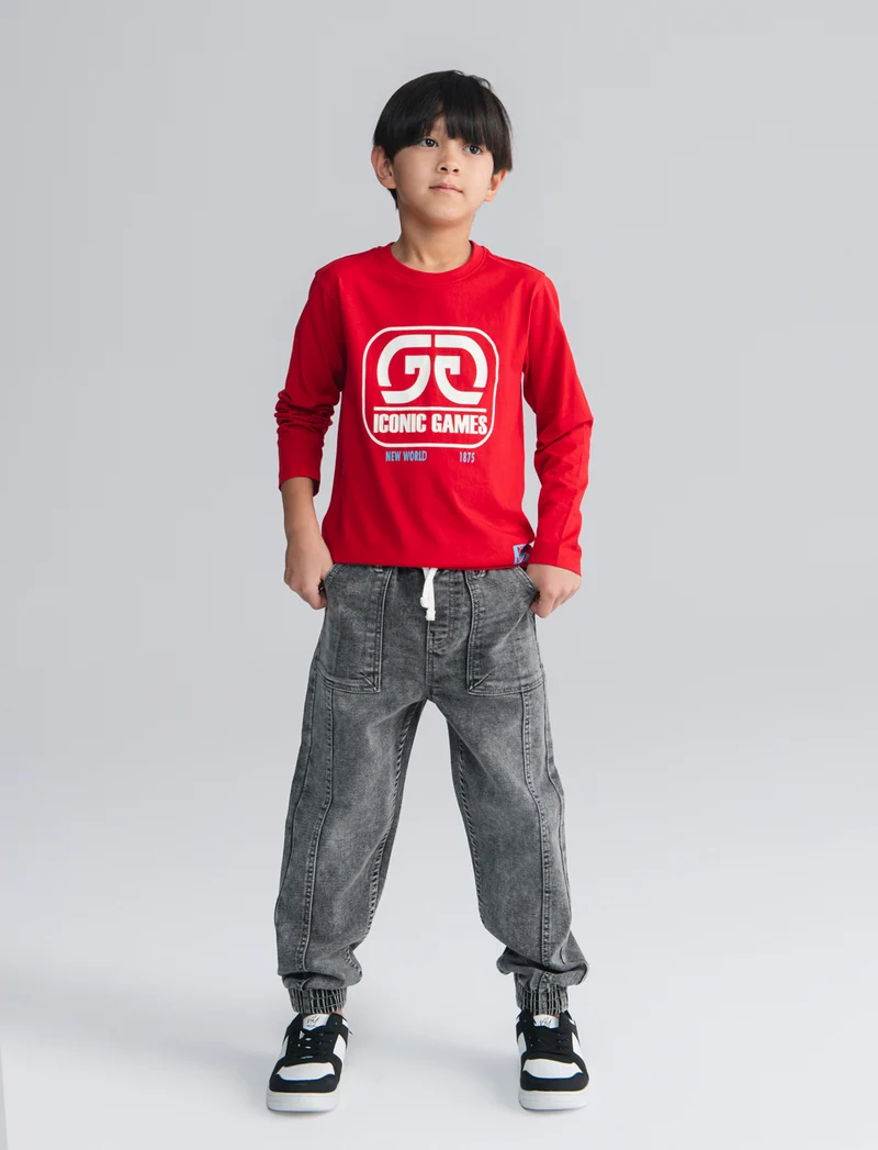 Jogger denim elastico per stile casual - Grigio