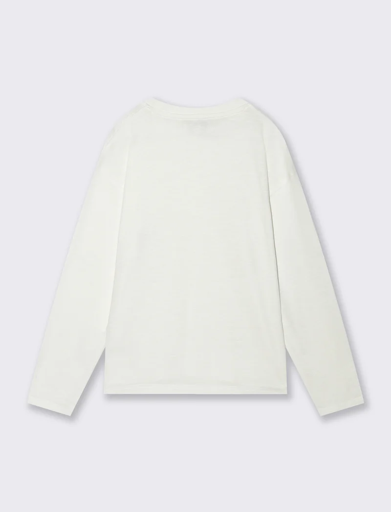T-shirt lunga in cotone fiammato versatile - Bianco latte