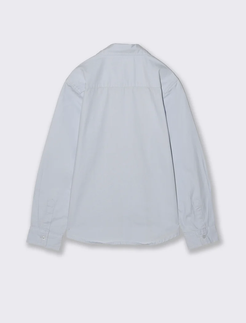 Camicia in cotone tinta unita casual - Azzurro