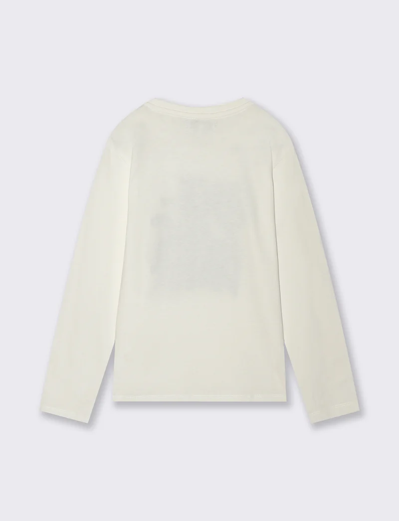 T-shirt maniche lunghe con stampa colori - Bianco latte