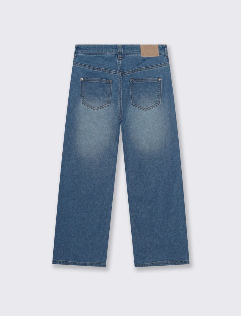 Jeans elastico wide leg per bambina - Denim