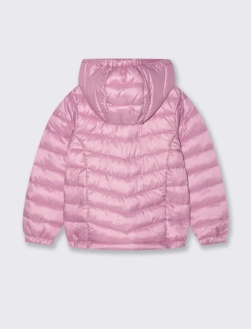 Giubbino piumino bambina con cappuccio - Rosa candy