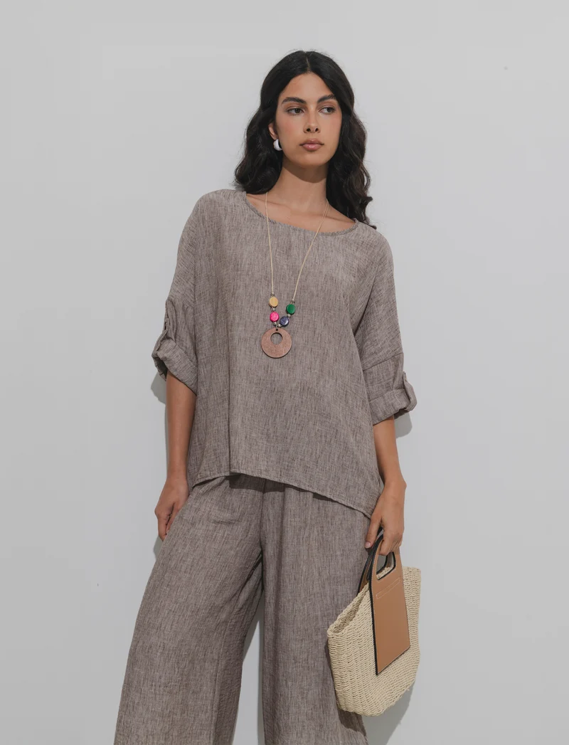 Casacca over con collana - Marrone tabacco