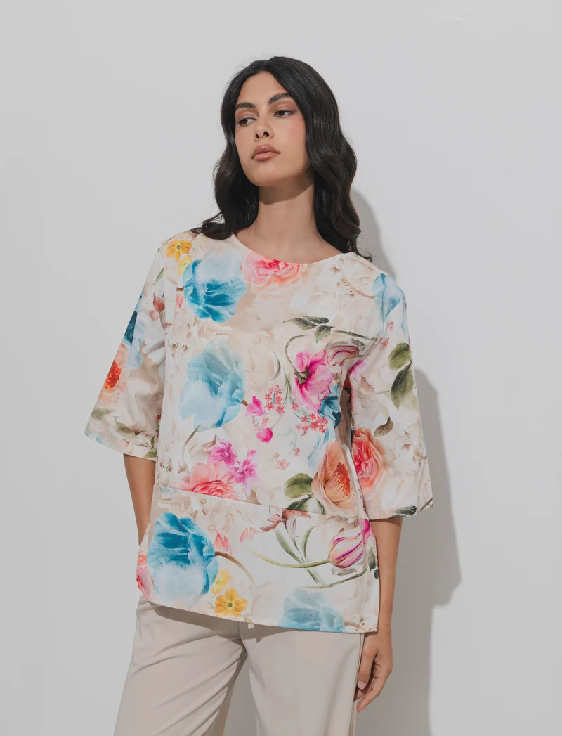 Tshirt stampata in cotone - Beige