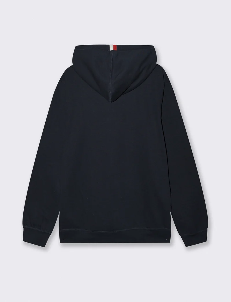 FELPA CON RICAMO E CAPPUCCIO - Blu