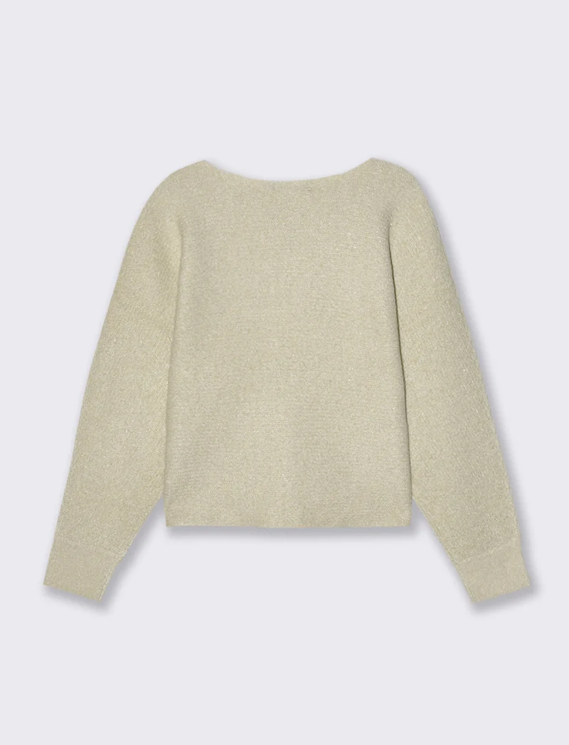 PULL OVER CON SCOLLO A BARCA - Avorio