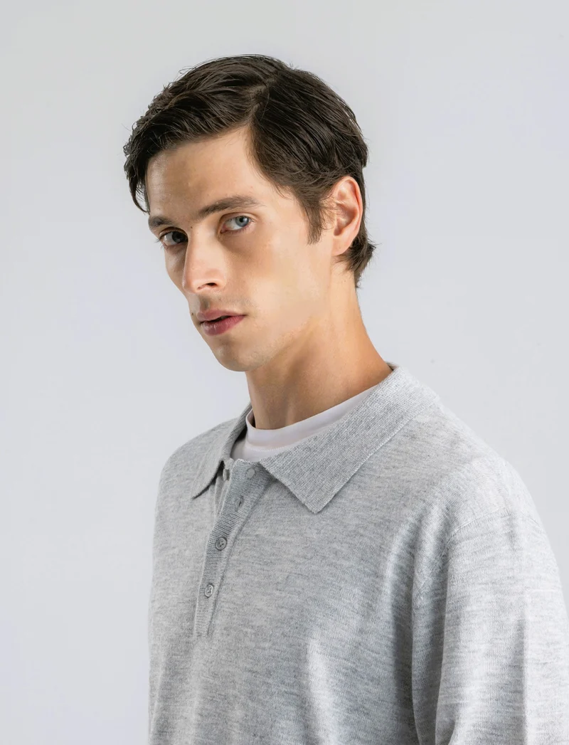 POLO IN MAGLIA EFFETTO LANA - Grigio mel.