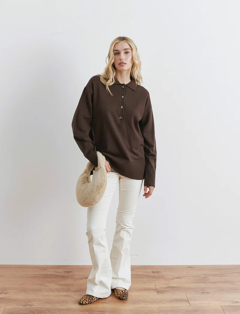 PULLOVER MODELLO POLO - Moro