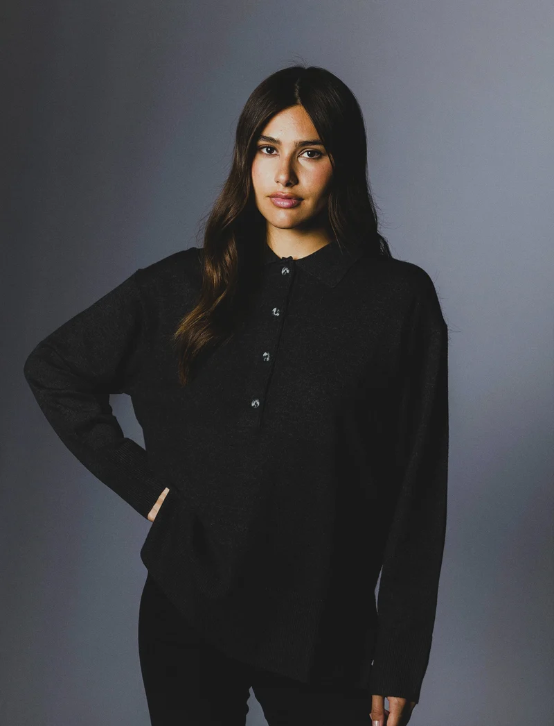 PULLOVER MODELLO POLO - Antracite melange