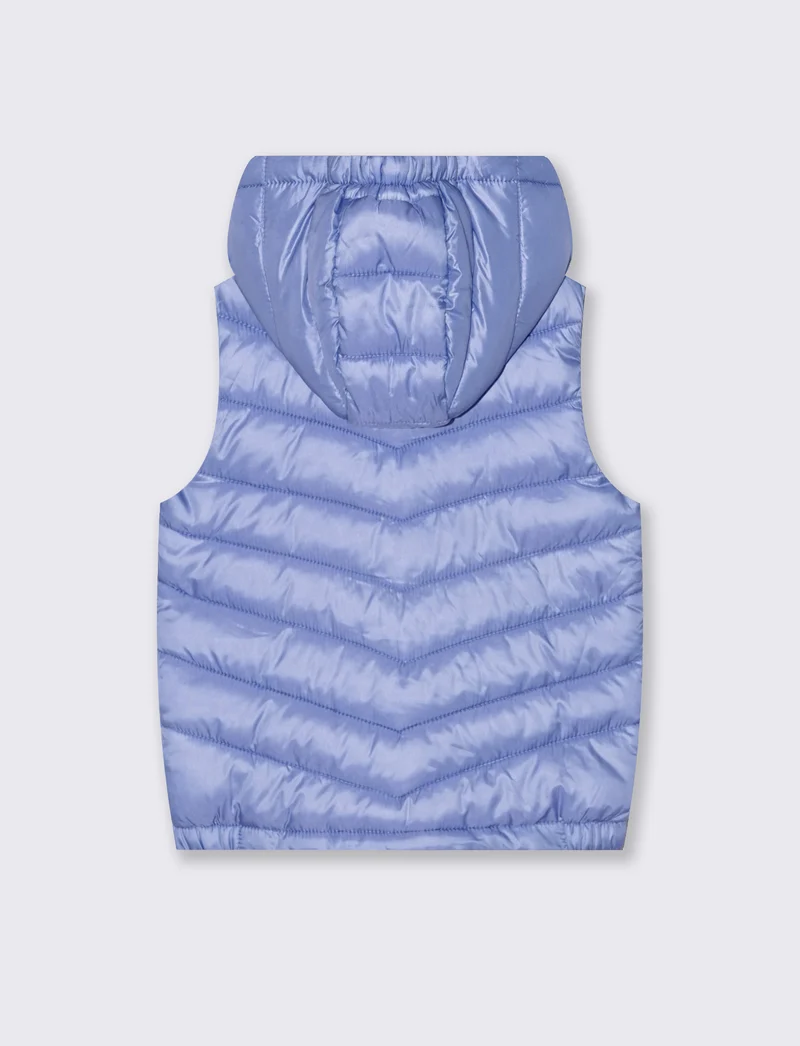 Gilet trapuntato leggero con cappuccio - Azzurro