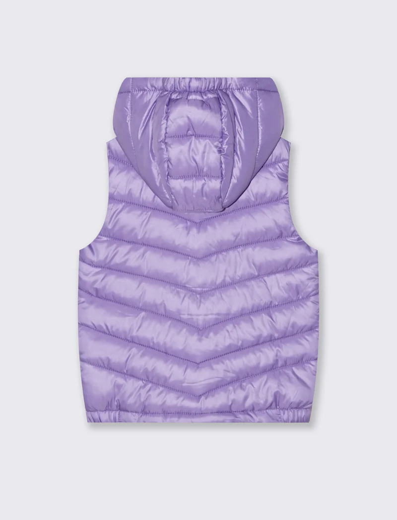 Gilet trapuntato leggero con cappuccio - Lilla