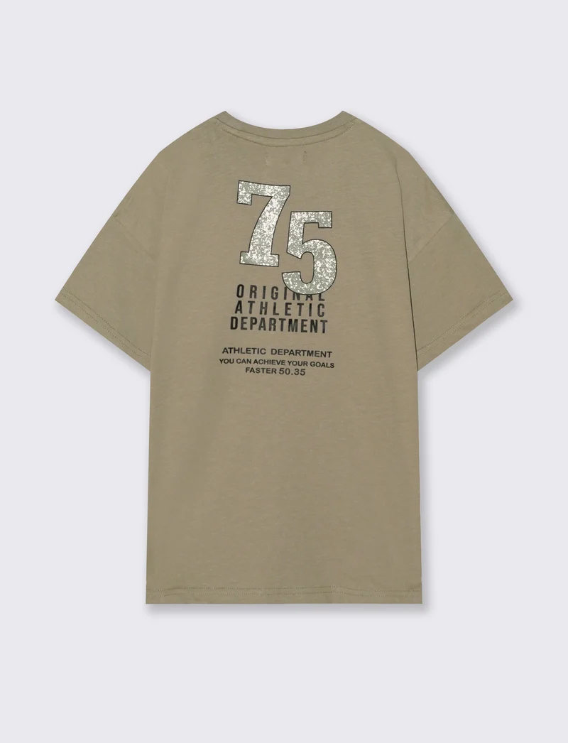 T-shirt oversize in jersey con stampa - Grigio mastice
