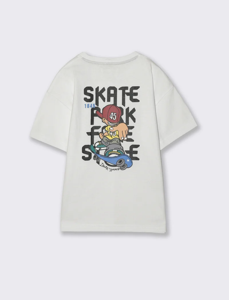 T-shirt Skatepark in cotone loose style - Bianco