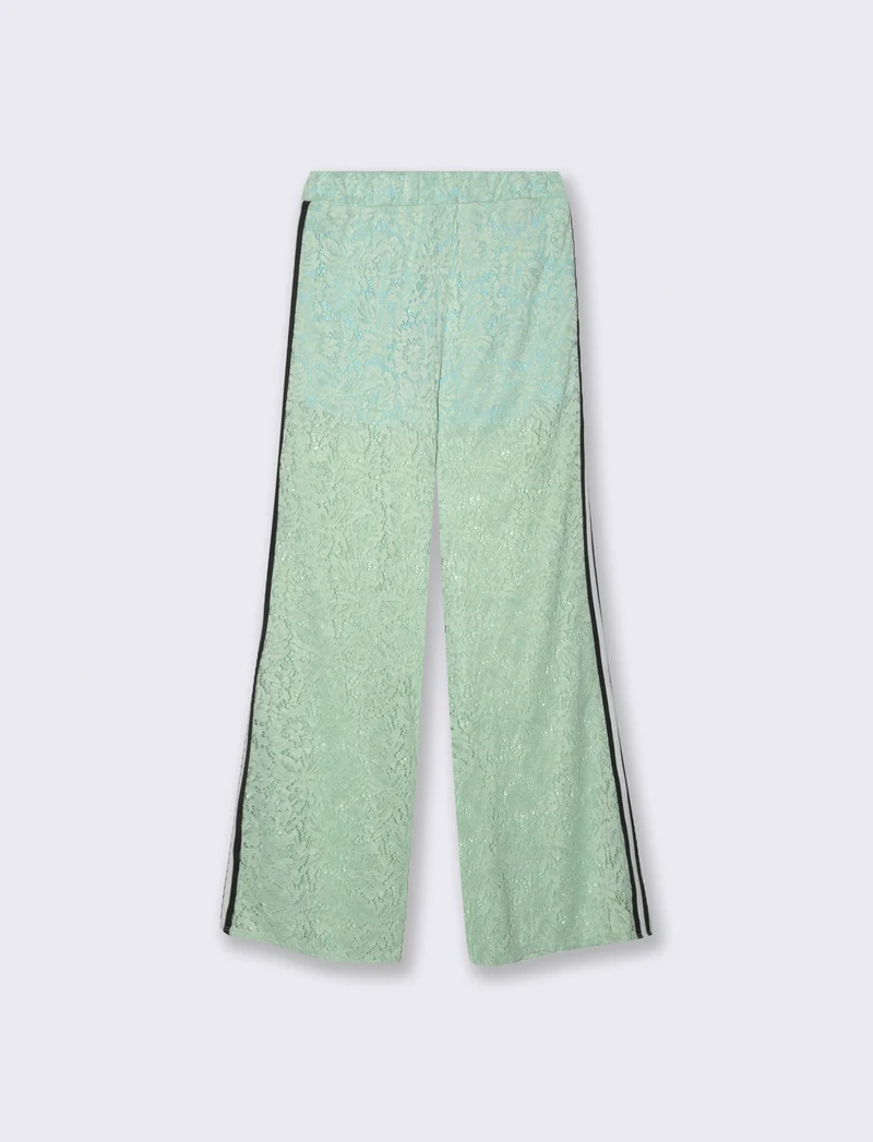 Pantalone in pizzo con bande laterali - ACQUA