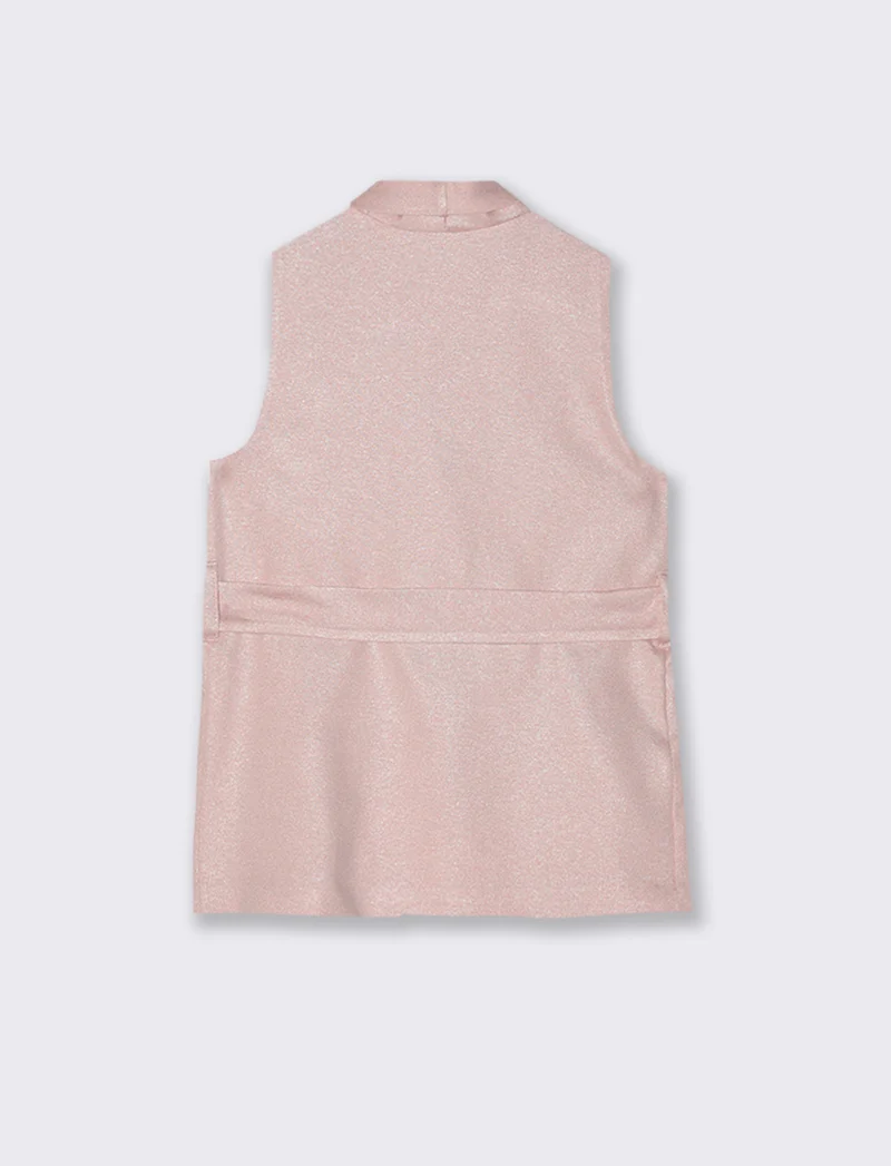 Gilet elegante da bambina in tessuto effetto lamè. - Rosa