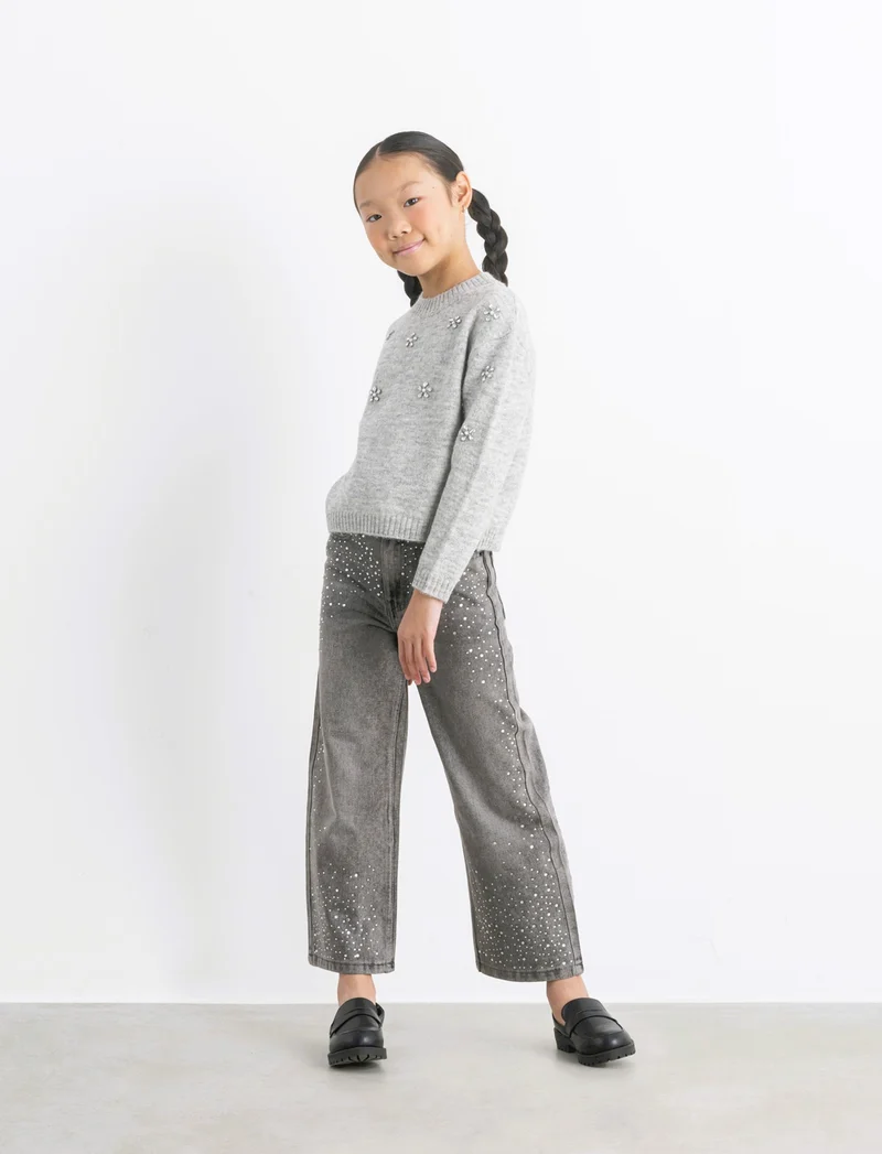 Maglia con pietre - Grigio melange