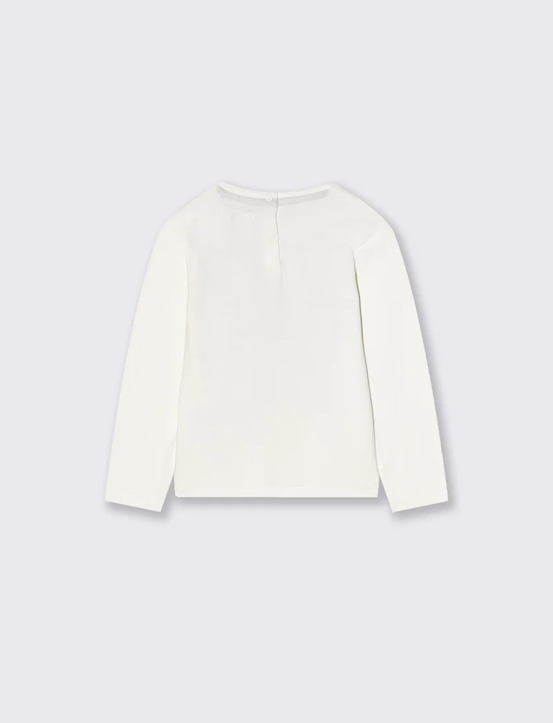 T shirt con strass e stampa - Bianco latte