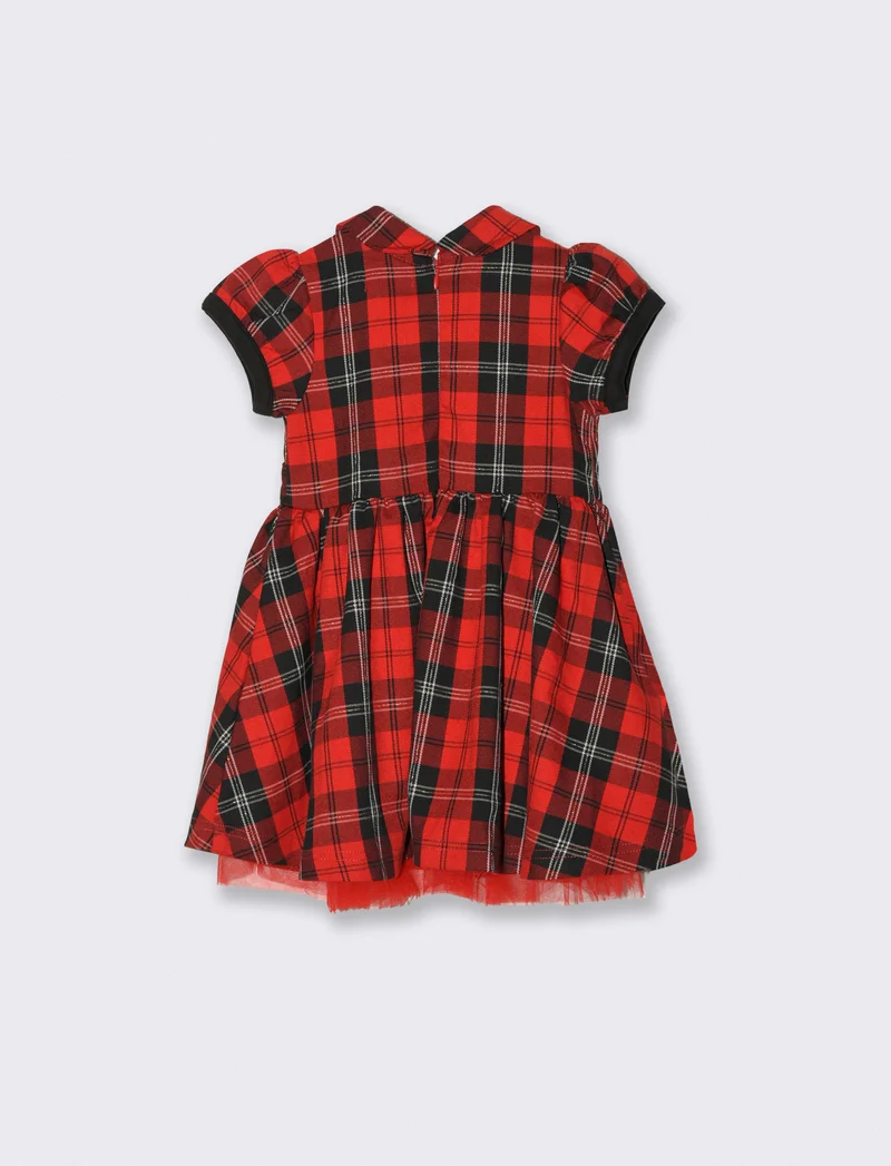 Abito con inserto in tulle - Rosso