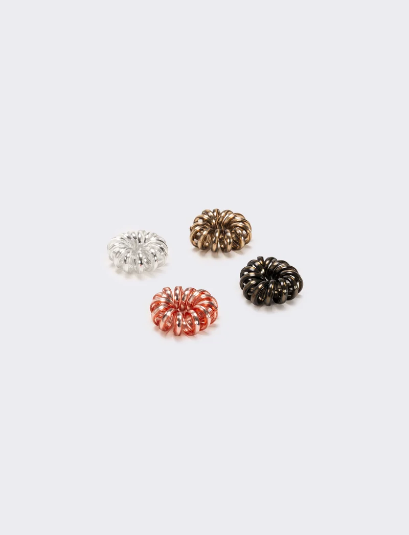 Gruppo 4 elastici ricci metallizzati donna - Multicolore