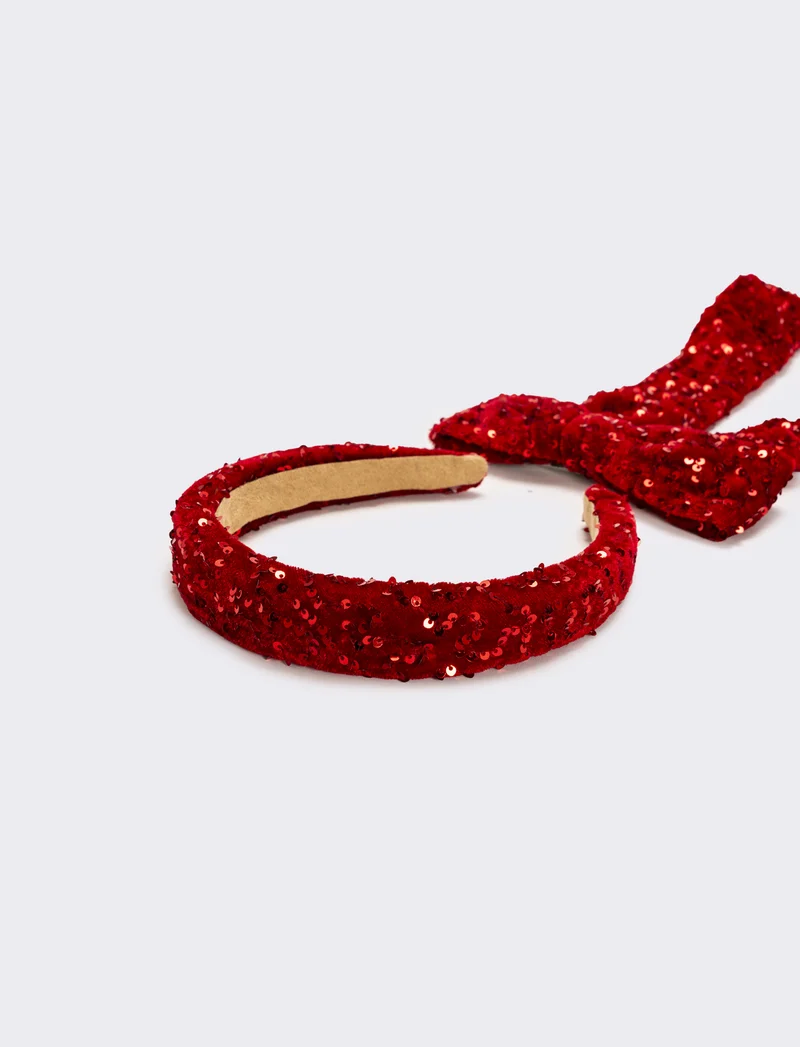 Set con paillettes e fiocco bambina - Bordeaux