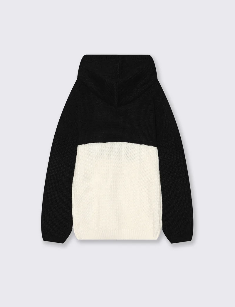 MAGLIA BICOLOR IN JACQUARD - Nero
