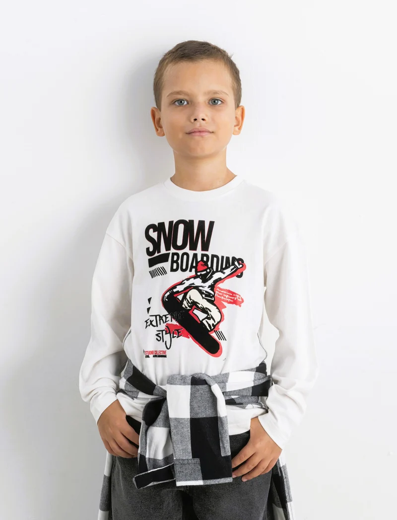 T-SHIRT MANICA LUNGA - Bianco latte