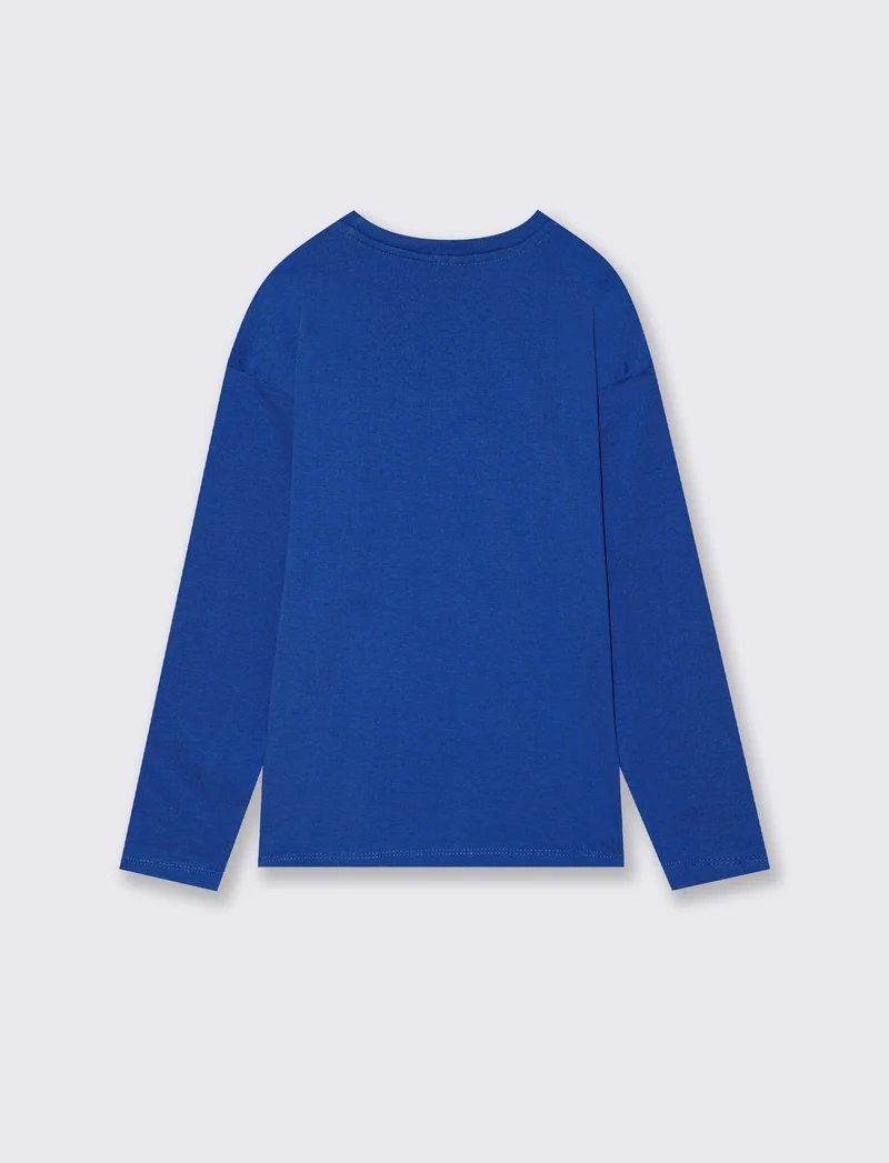 T-SHIRT GIRO COLLO SONIC - Blu cobalto