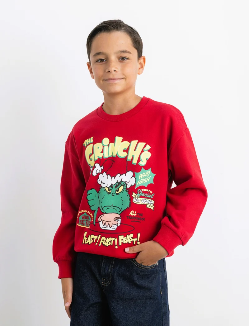 FELPA GIROCOLLO GRINCH - Rosso