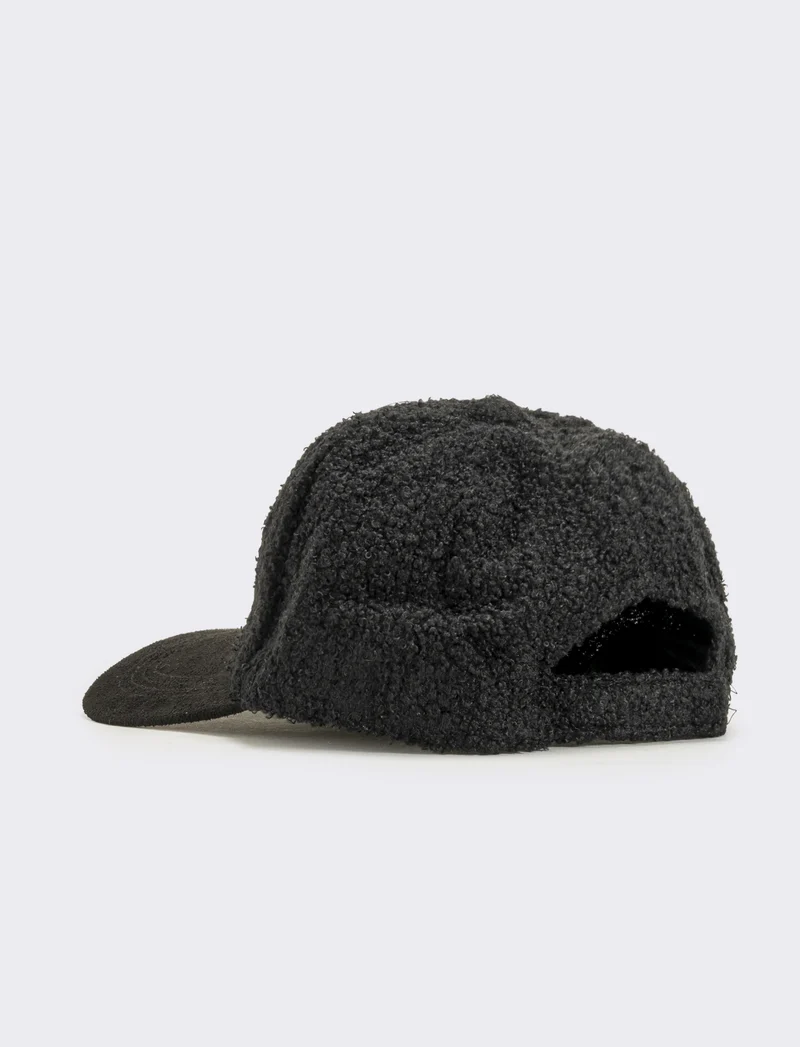Cappello baseball effetto teddy visiera dainetto - Nero
