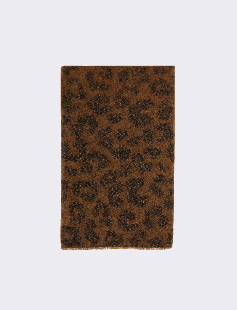 Sciarpa asimmetrica leopardata donna - Marrone