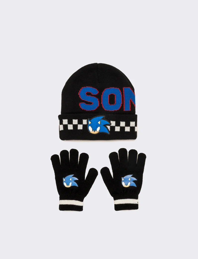 Cappello + guanti sonic bambino - Nero