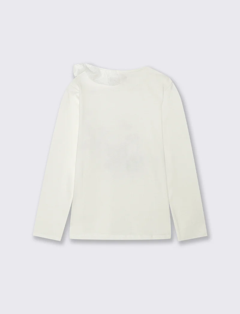 T-shirt natalizia a manica lunga. - Bianco latte