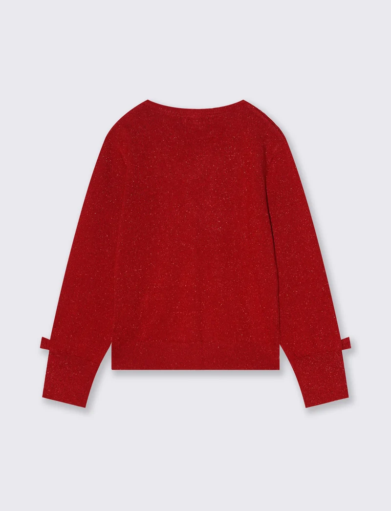 Cardigan da bambina effetto brillante. - Rosso