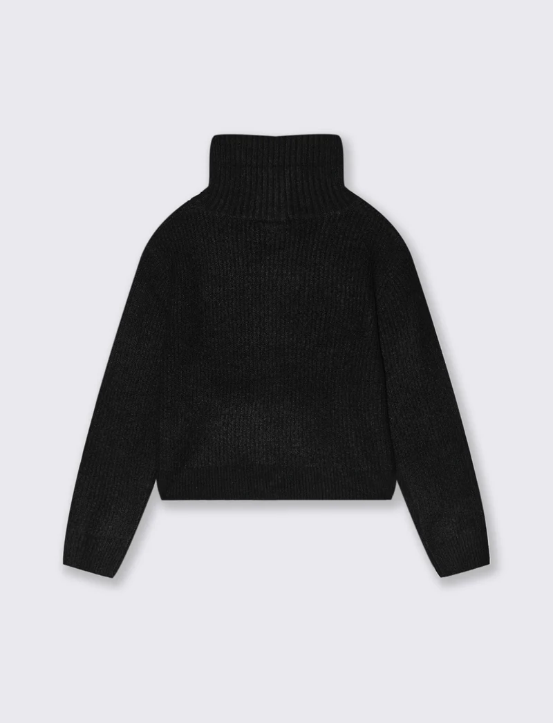 Maglia modello cardigan con zip. - Nero