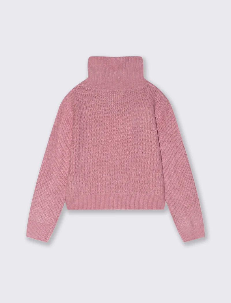 Maglia modello cardigan con zip. - Rosa
