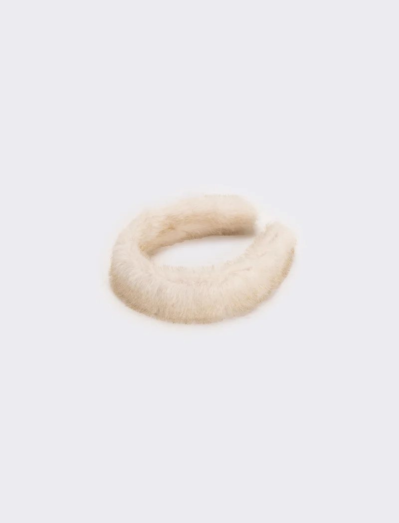 Cerchietto donna pelliccia - Bianco sporco