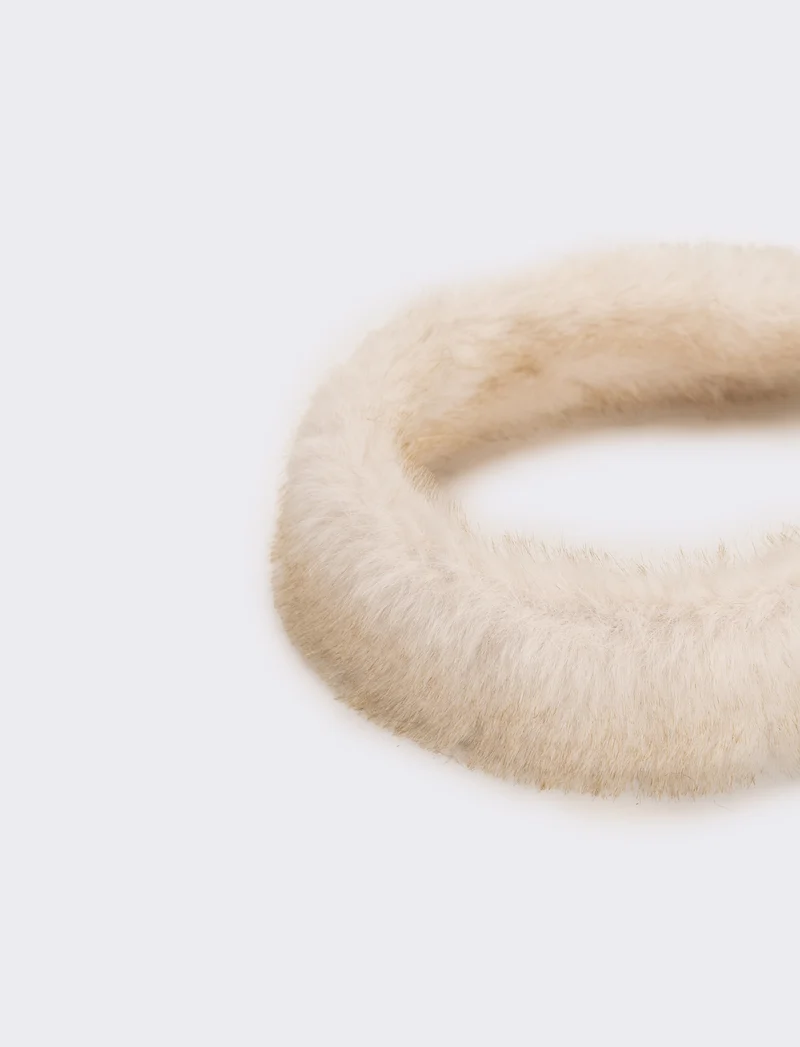 Cerchietto donna pelliccia - Bianco sporco