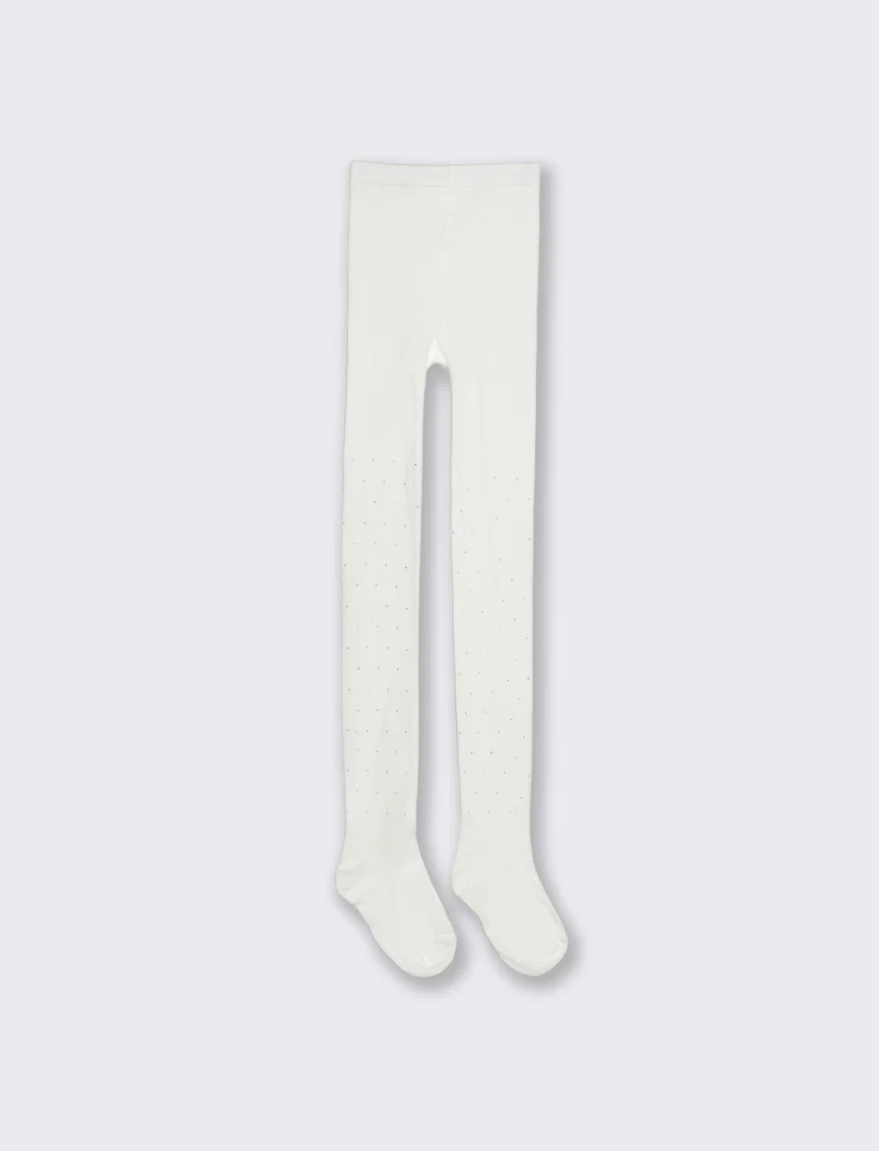 Calza con strass - Bianco latte