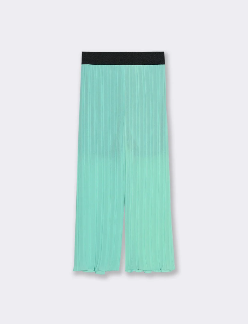Pantaloni leggeri effetto plissé. - Verde