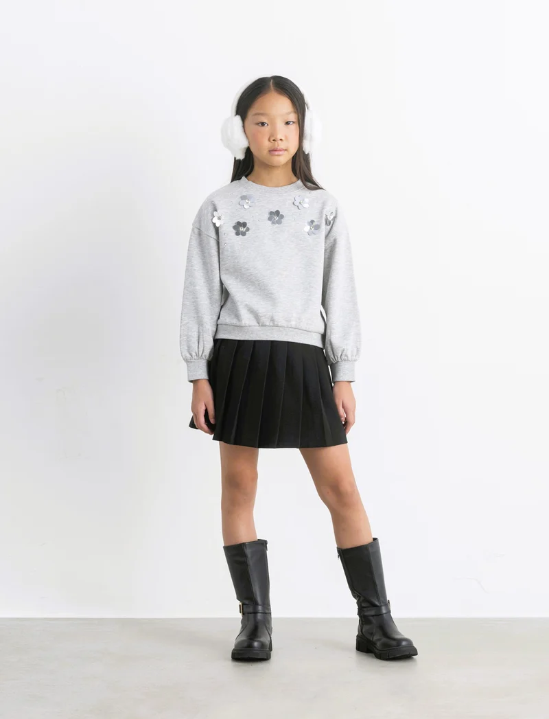 Completo felpa e gonna - Grigio-nero