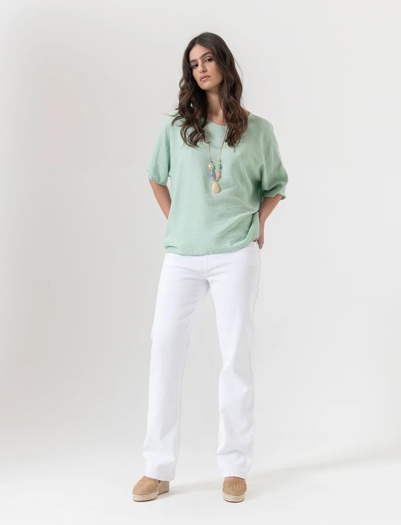 Tshirt over con dettagli in lurex per donna - Verde
