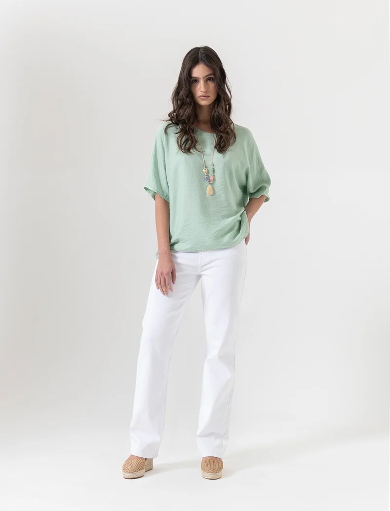 Tshirt over con dettagli in lurex per donna - Verde