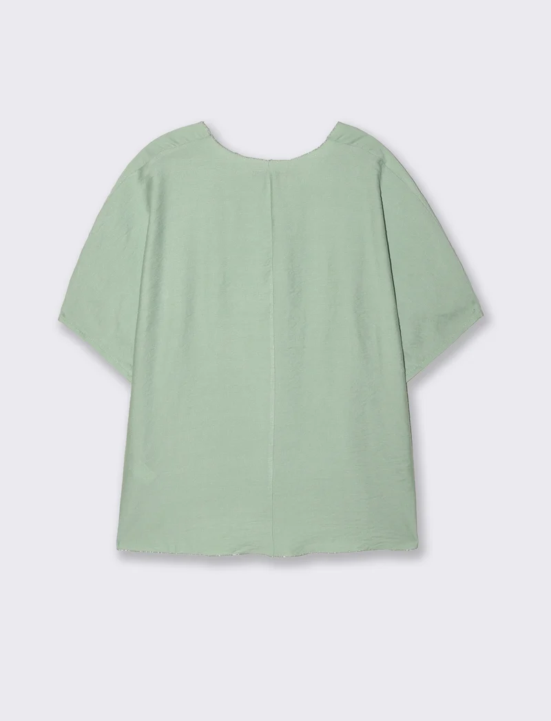 Tshirt over con dettagli in lurex per donna - Verde