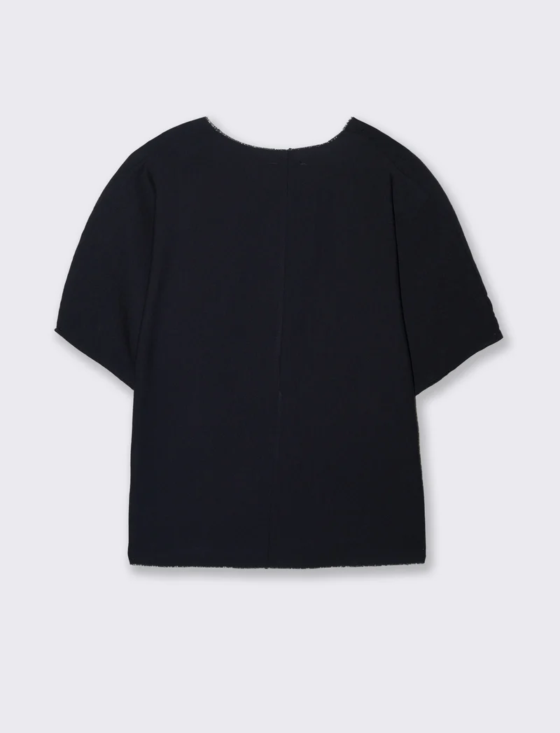 Tshirt over con dettagli in lurex per donna - Blu