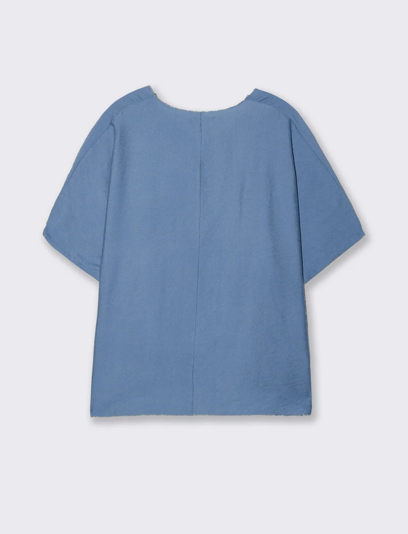 Tshirt over con dettagli in lurex per donna - Denim