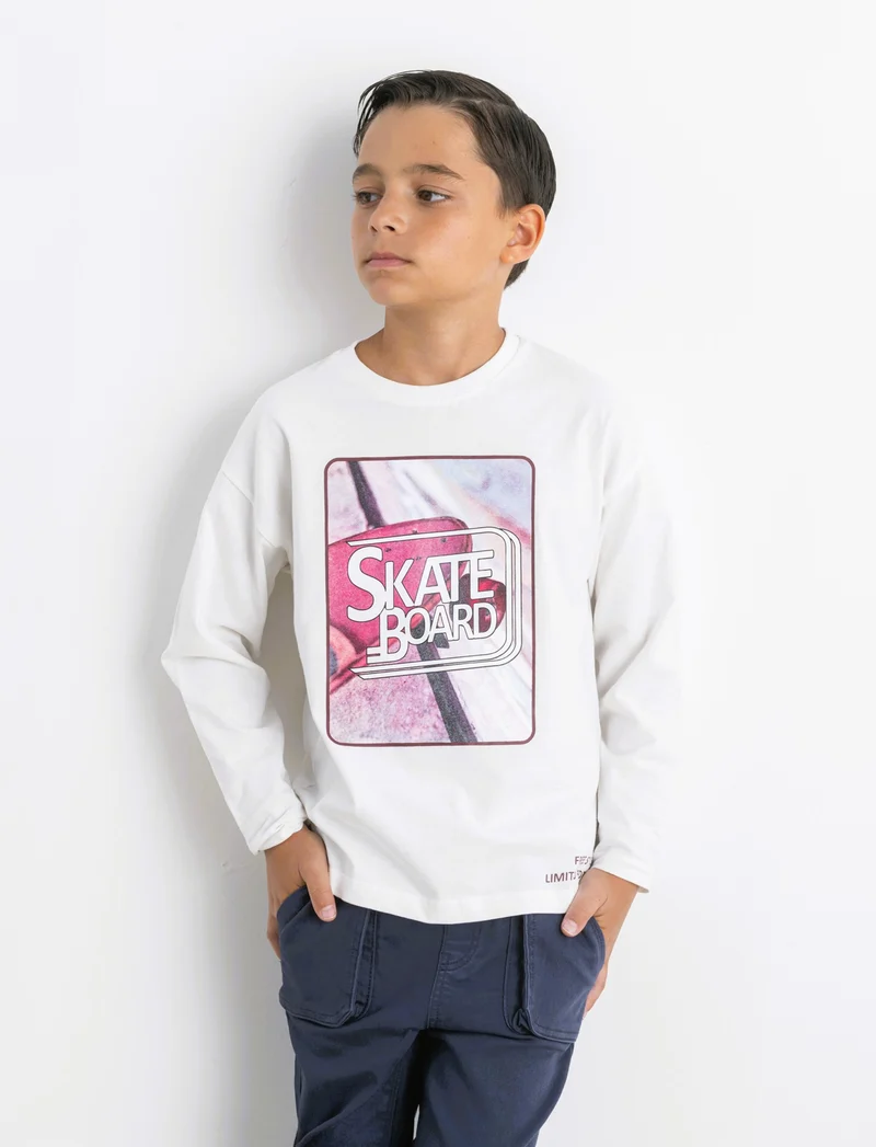 T-SHIRT MANICA LUNGA - Bianco latte