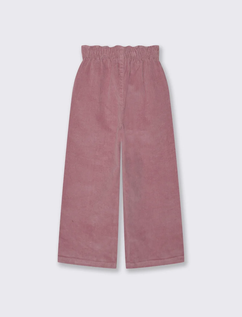 Pantaloni in velluto elastico a gamba larga. - Rosa cipolla