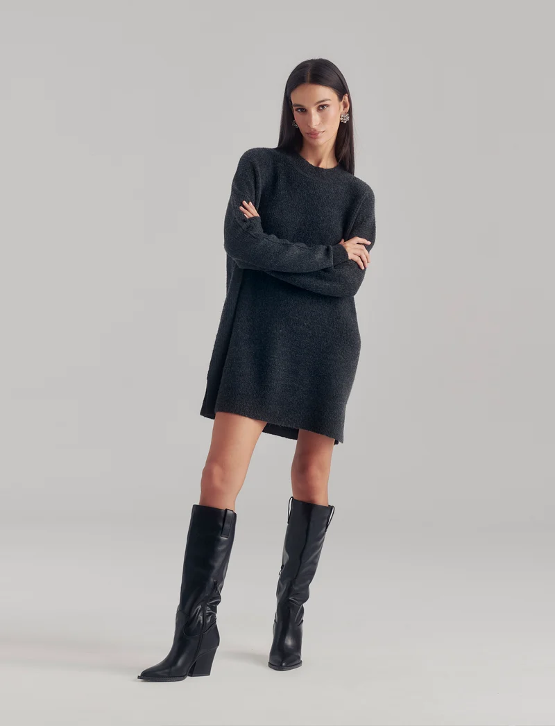 PULLOVER CON SPACCHI LATERALI - Antracite melange