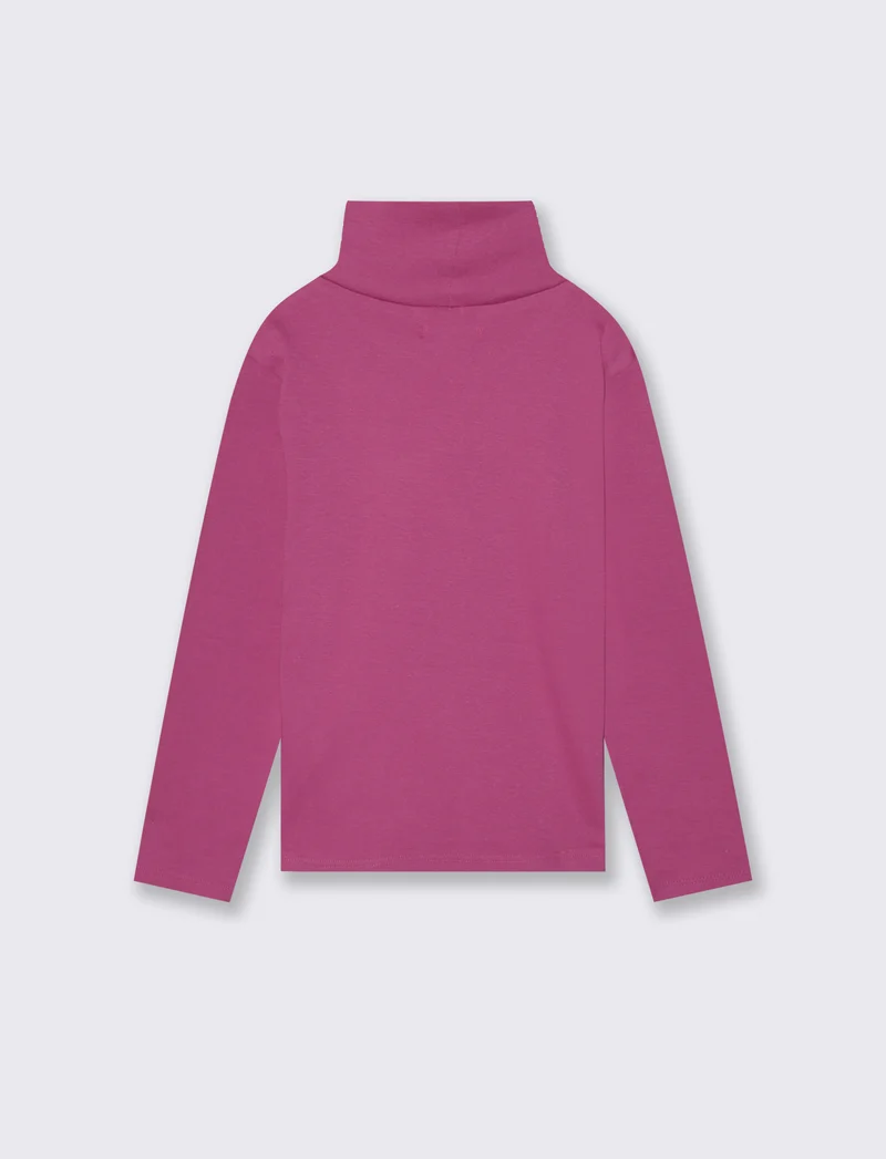 T-shirt collo alto a manica lunga in interlock. - Viola malva