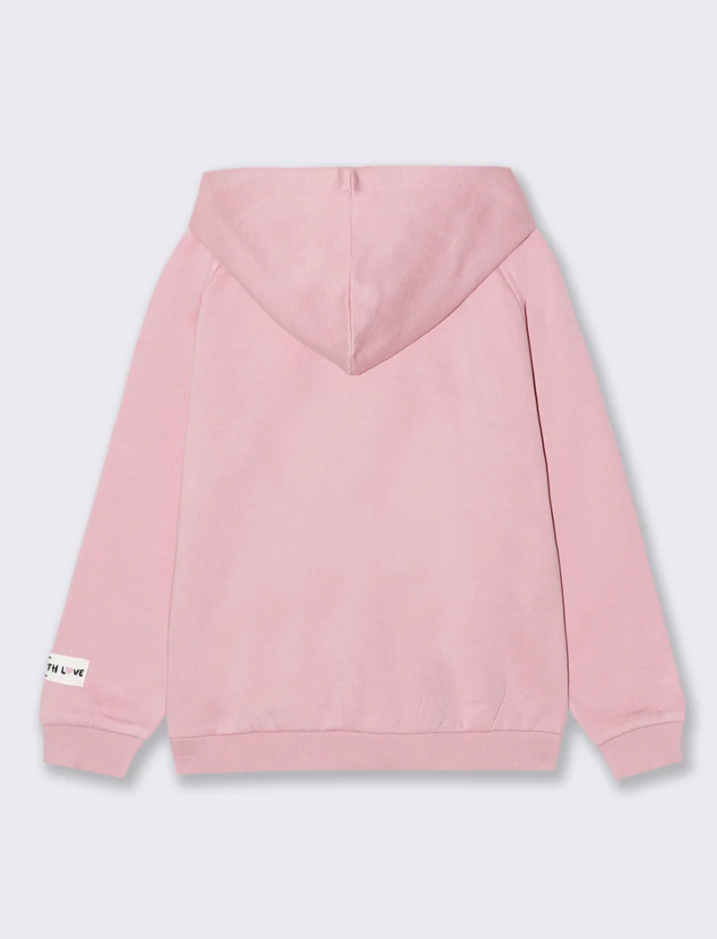 Felpa aperta avanti con zip. - Rosa